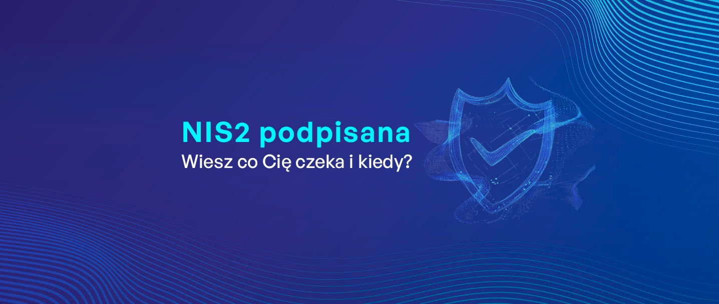 na grafice tarcza symbolizująca cyberbezpieczeństwo i tytuł