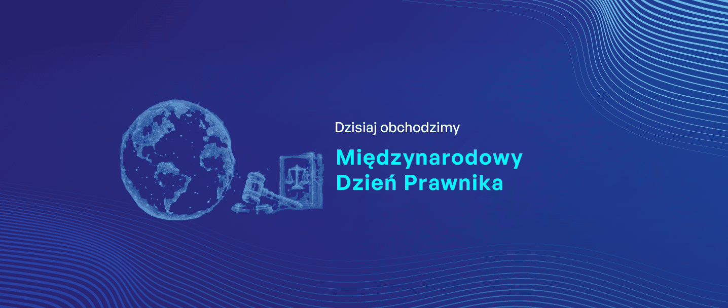 Na grafice jest tytuł Międzynarodowy Dzień Prawnika
