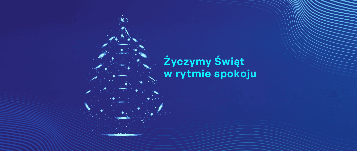 na grafice choinka świąteczna i życzenia